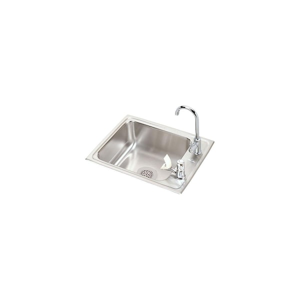 Clssc SS 22"x17"x7-5/8", Sngl Drop-in Clssrm Sink + Faucet/Bubbler Kit